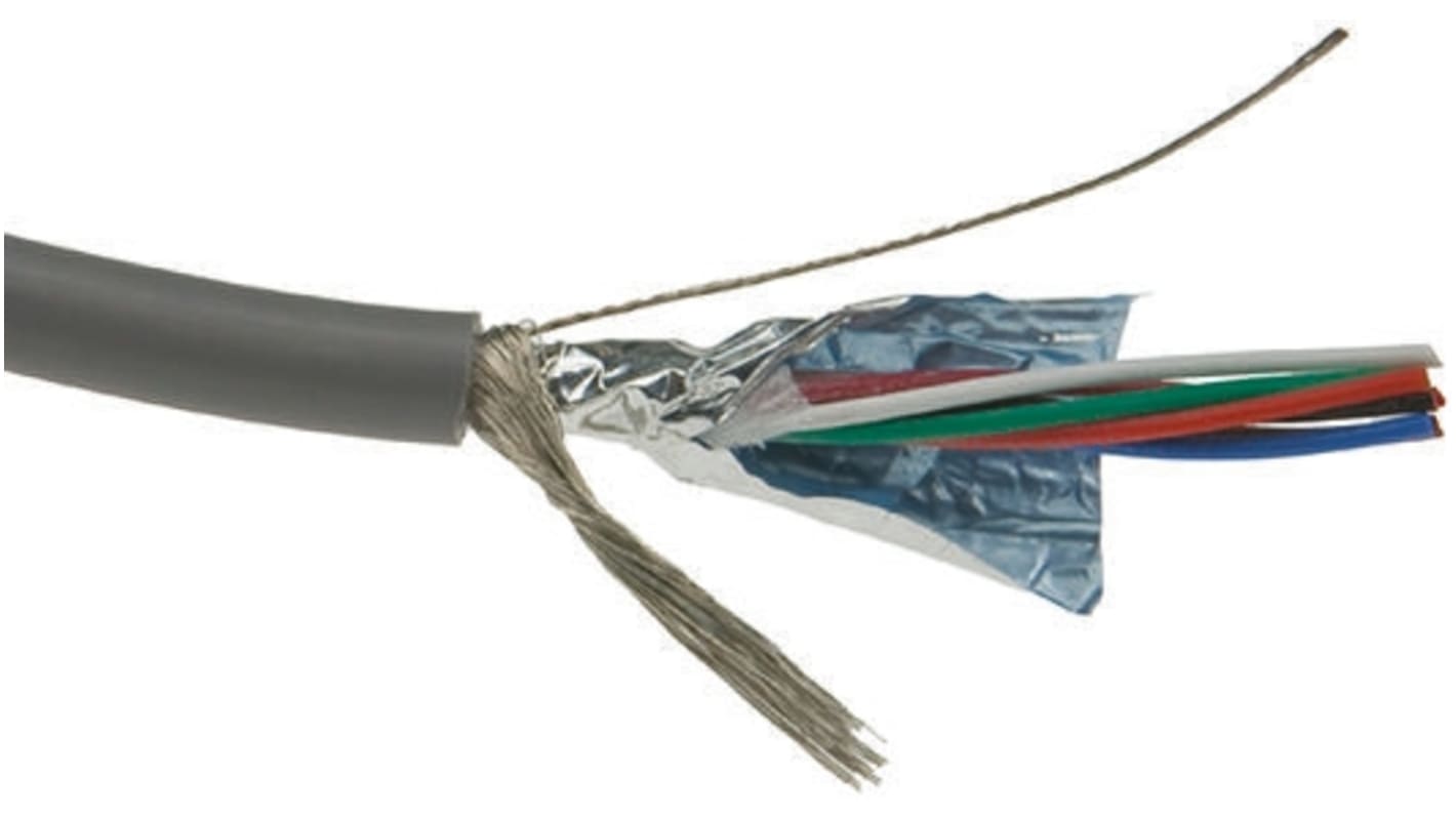 Alpha Wire Multicore Industrial Cable, 0.2 mm², 7 Cores, 24 AWG, Screened, 30m, Grey Sheath