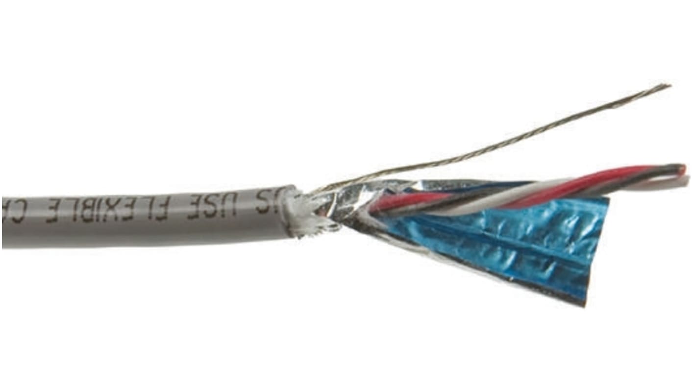 Alpha Wire Multicore Industrial Cable, 0.14 mm², 3 Cores, 26 AWG, Screened, 30m, Grey Sheath