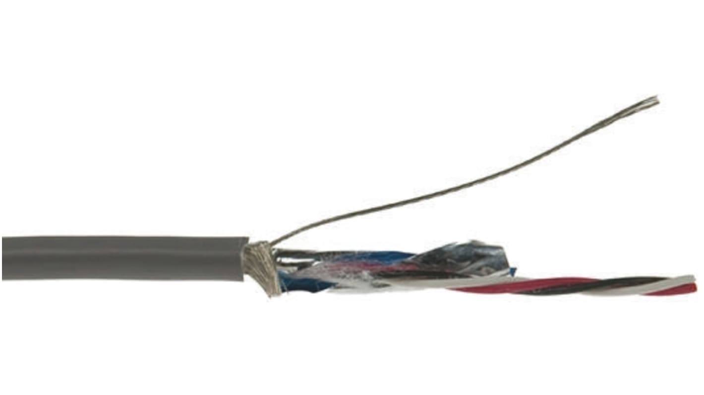 Alpha Wire Multicore Industrial Cable, 0.09 mm², 3 Cores, 28 AWG, Screened, 30m, Grey Sheath