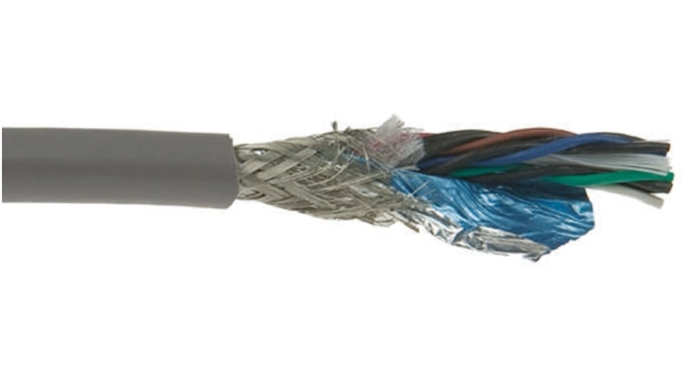 Alpha Wire Twisted Pair Data Cable, 5 Pairs, 0.2 mm², 10 Cores, 24 AWG, Screened, 30m, Black Sheath