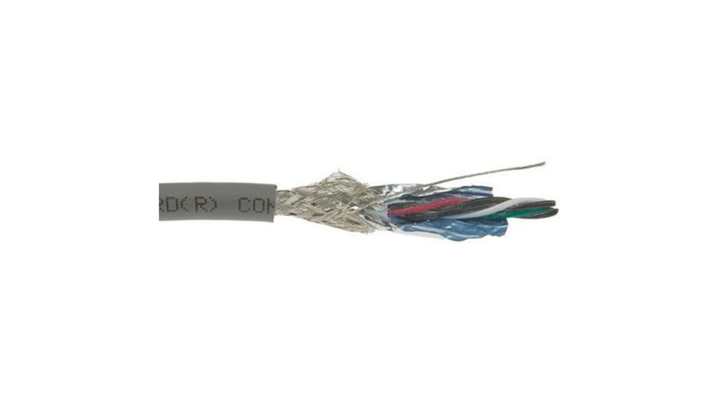 Alpha Wire Twisted Pair Data Cable, 3 Pairs, 0.2 mm², 6 Cores, 24 AWG, Screened, 30m, Black Sheath