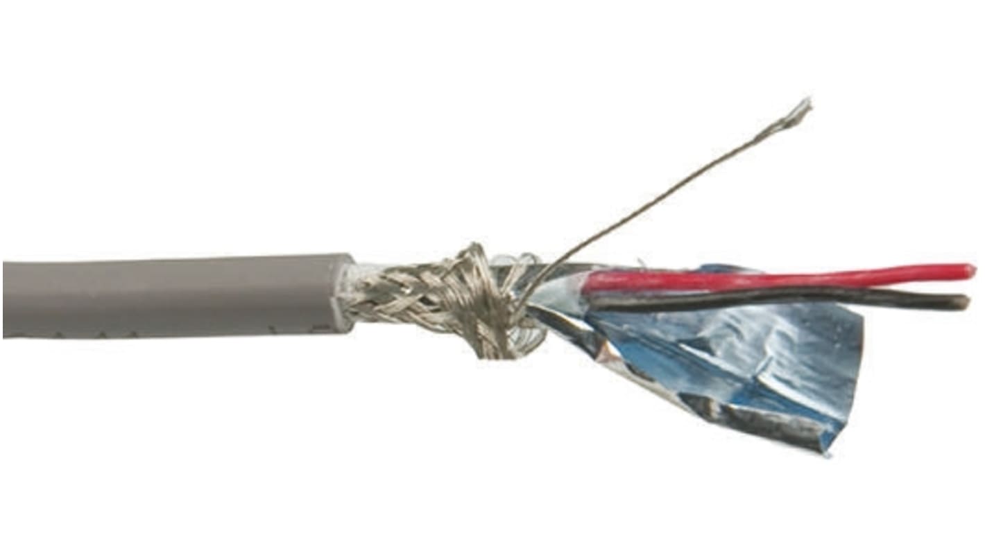 Cable de datos apantallado Alpha Wire XTRA-GUARD FLEX de 2 conductores, 1 par, 0,2 mm², 24 AWG, long. 30m, Ø ext.