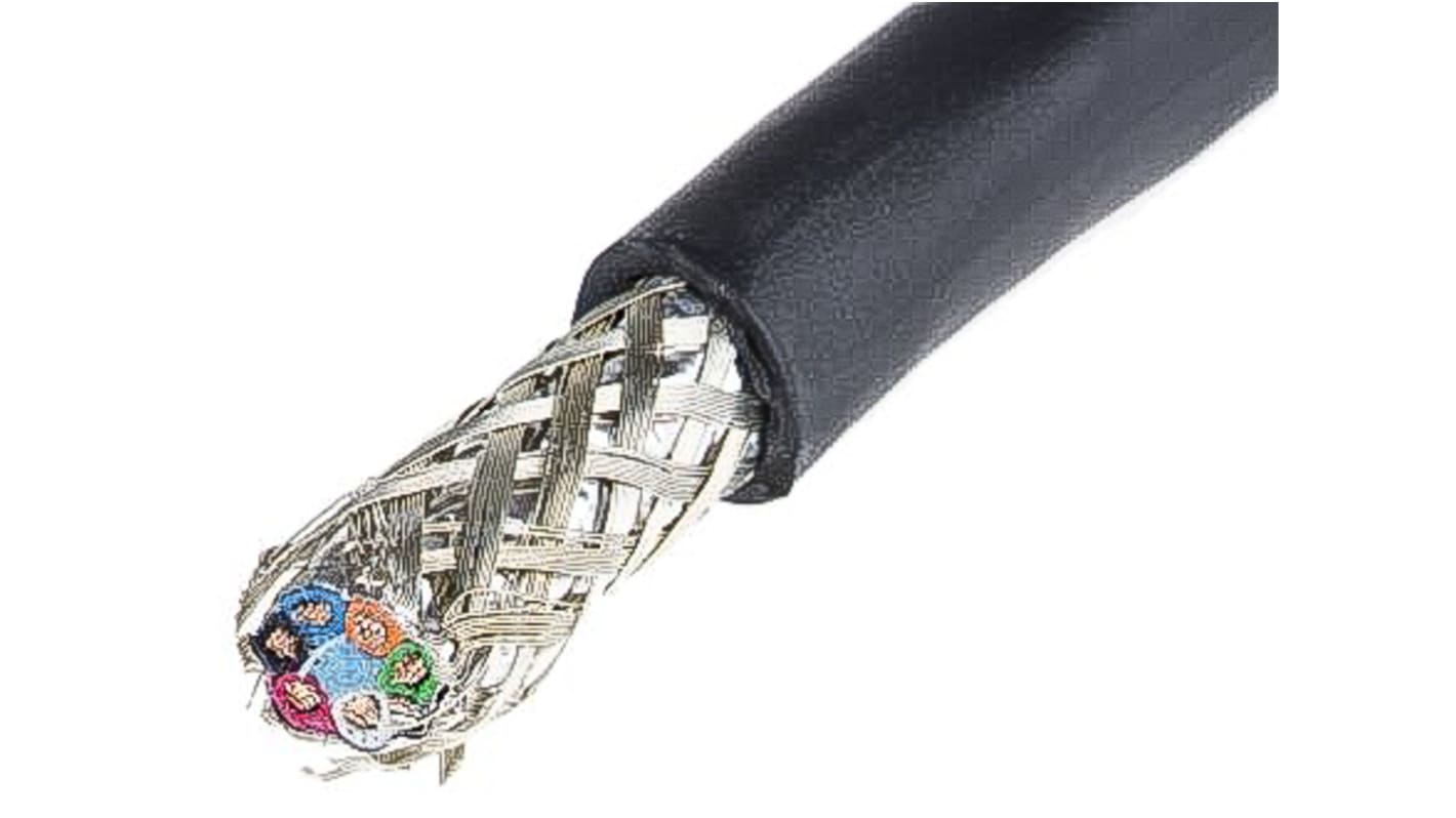 Alpha Wire Twisted Pair Data Cable, 4 Pairs, 0.23 mm², 8 Cores, 24 AWG, Screened, 30m, Black Sheath