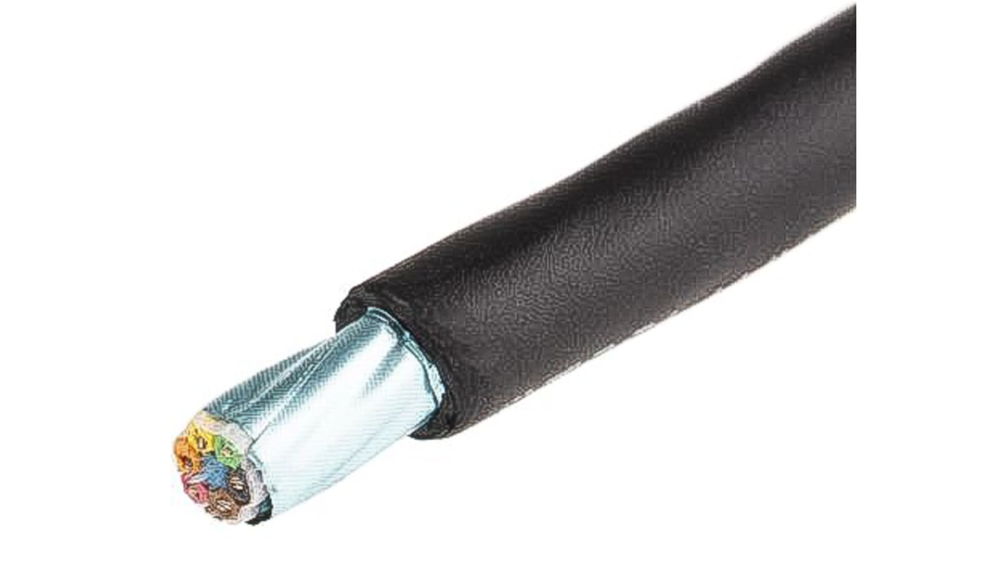 Alpha Wire Twisted Pair Data Cable, 1 Pairs, 0.35 mm², 2 Cores, 22 AWG, Screened, 30m, Black Sheath