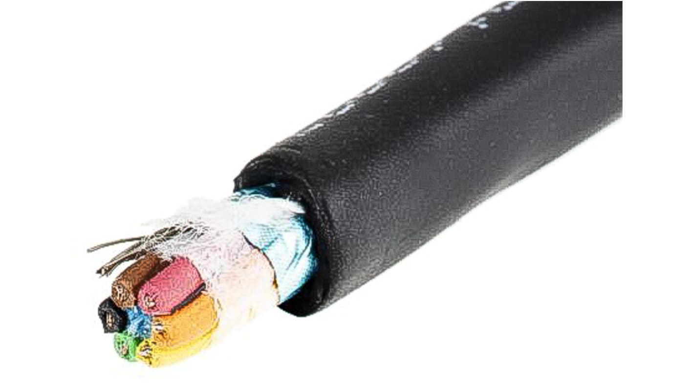 Alpha Wire Xtra-Guard 2 Control Cable, 6 Cores, 0.23 mm², Screened, 30m, Black PE Sheath, 24 AWG