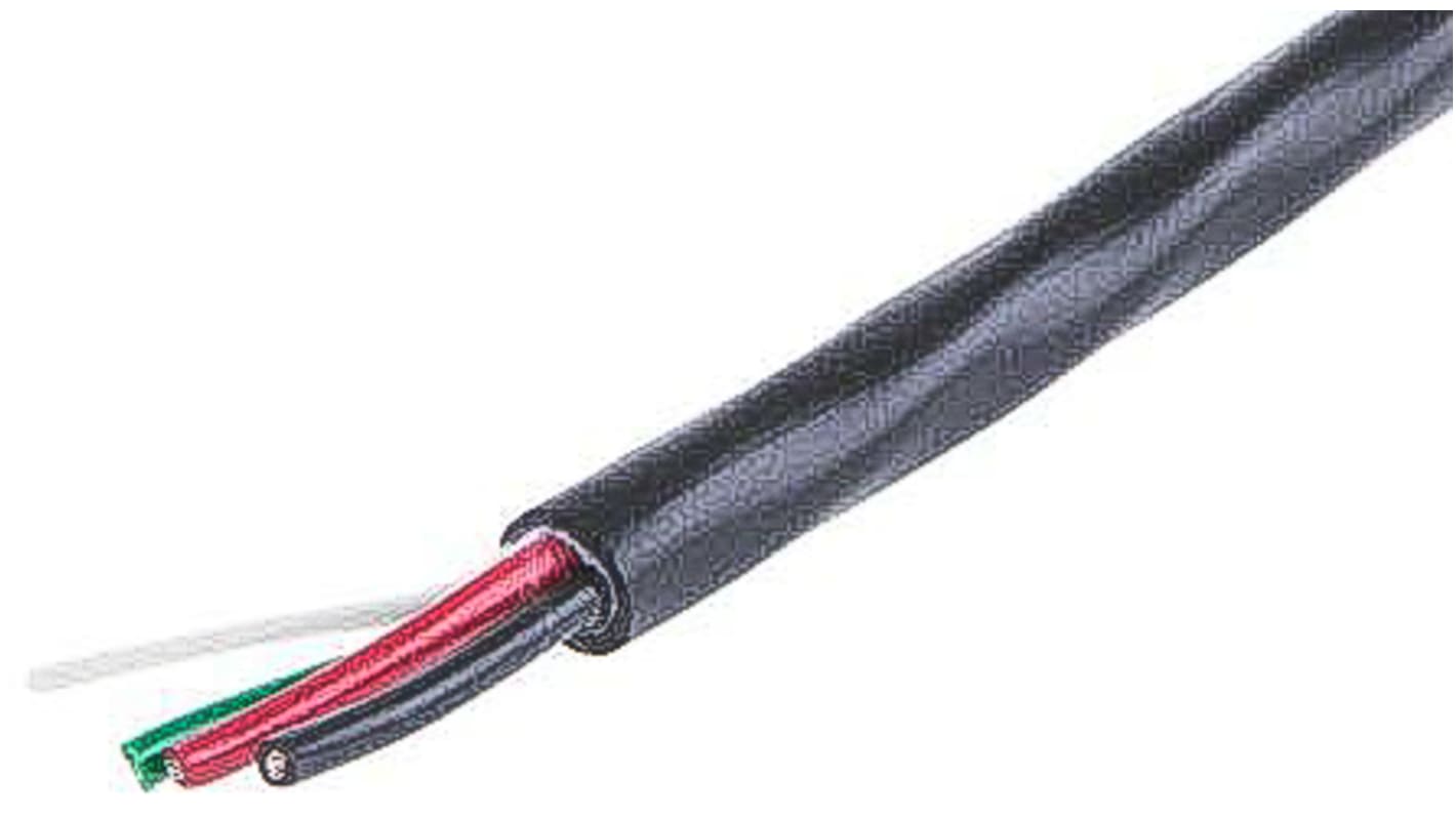 Alpha Wire Xtra-Guard 2 Control Cable, 3 Cores, 0.35 mm², Unscreened, 30m, Black PE Sheath, 22 AWG