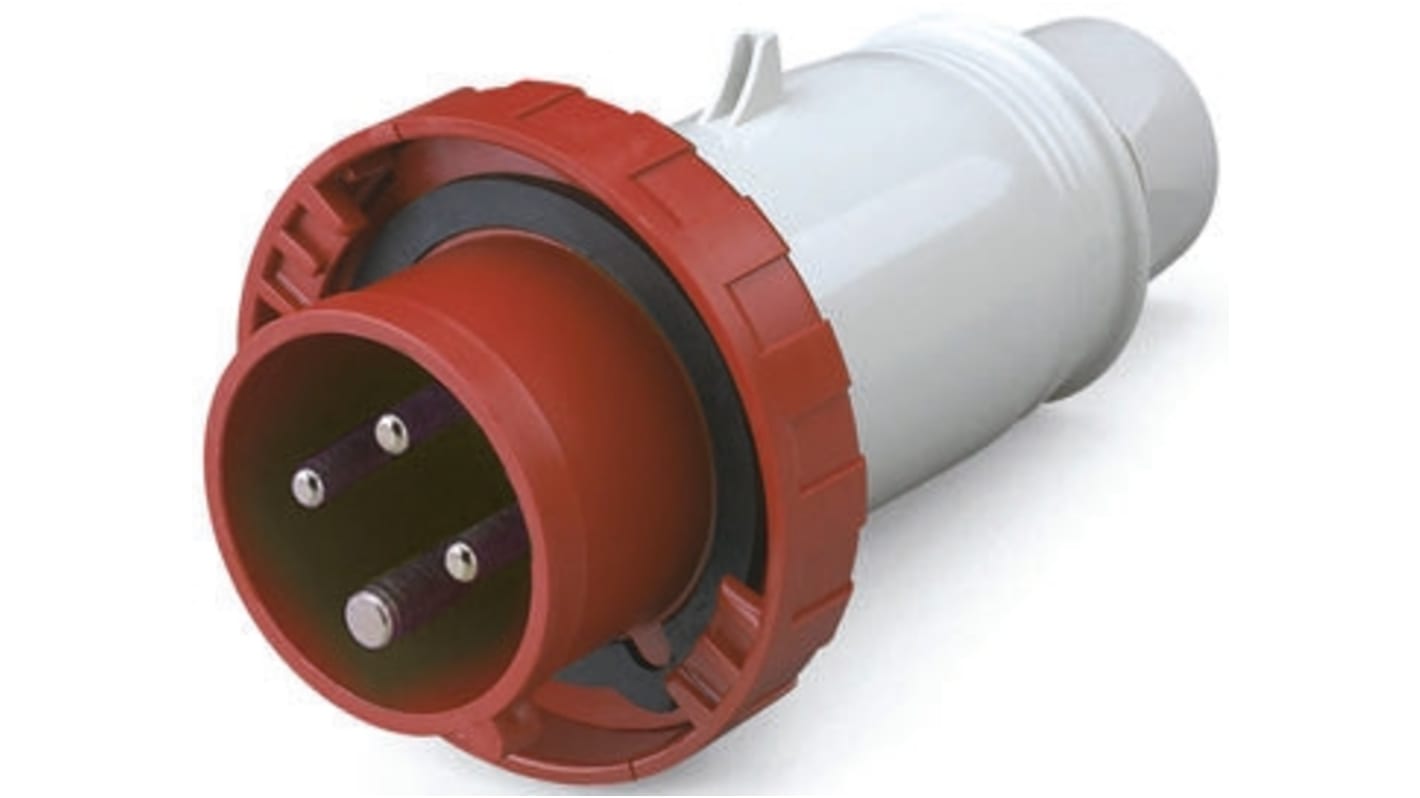 RS PRO IP67 Red Cable Mount 3P+E Industrial Power Plug, Rated At 32A ...