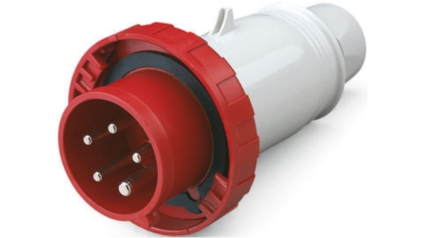 RS PRO IP67 Red Cable Mount 3P+N+E Industrial Power Plug, Rated At 16A, 346 → 415 V