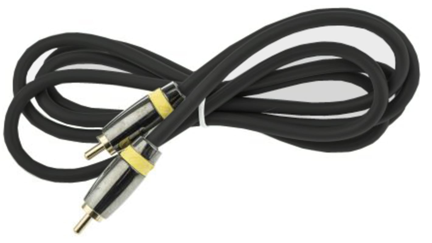 RS PRO Male RCA to Male RCA Aux Cable, Grey, 1.5m