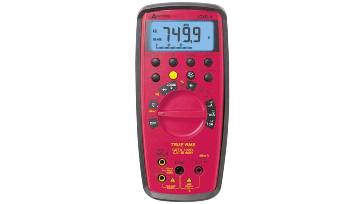 Amprobe 37XRA Handheld Digital Multimeter, True RMS, 10A ac Max, 10A dc Max, 750V ac Max - UKAS Calibrated