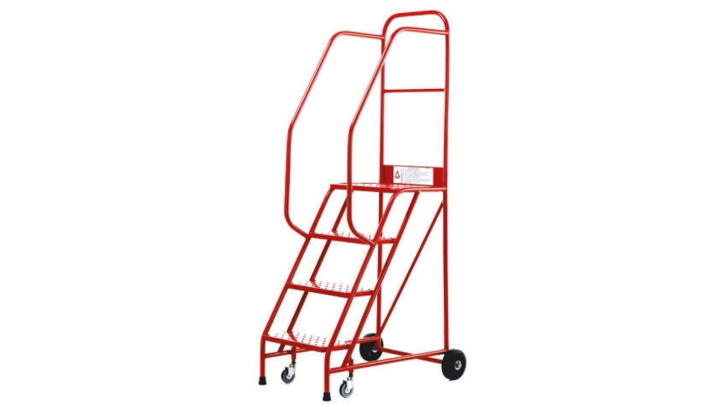 RS PRO 4 Tread Steel Steps 1m Platform Height, Red