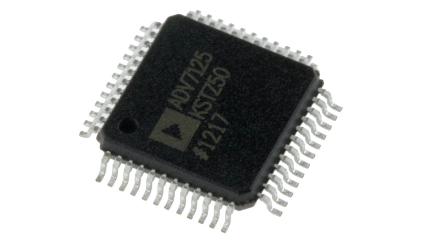 DAC video ADV7125KSTZ50, 3, 8 bit-, 50Msps, ±5%FSR, Parallelo, 48-Pin, LQFP