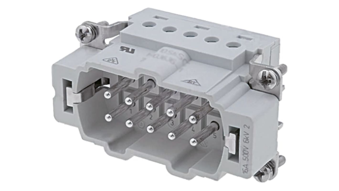 TE Connectivity Connector Insert, 10 Way, 16A, Male, HE, 400 V