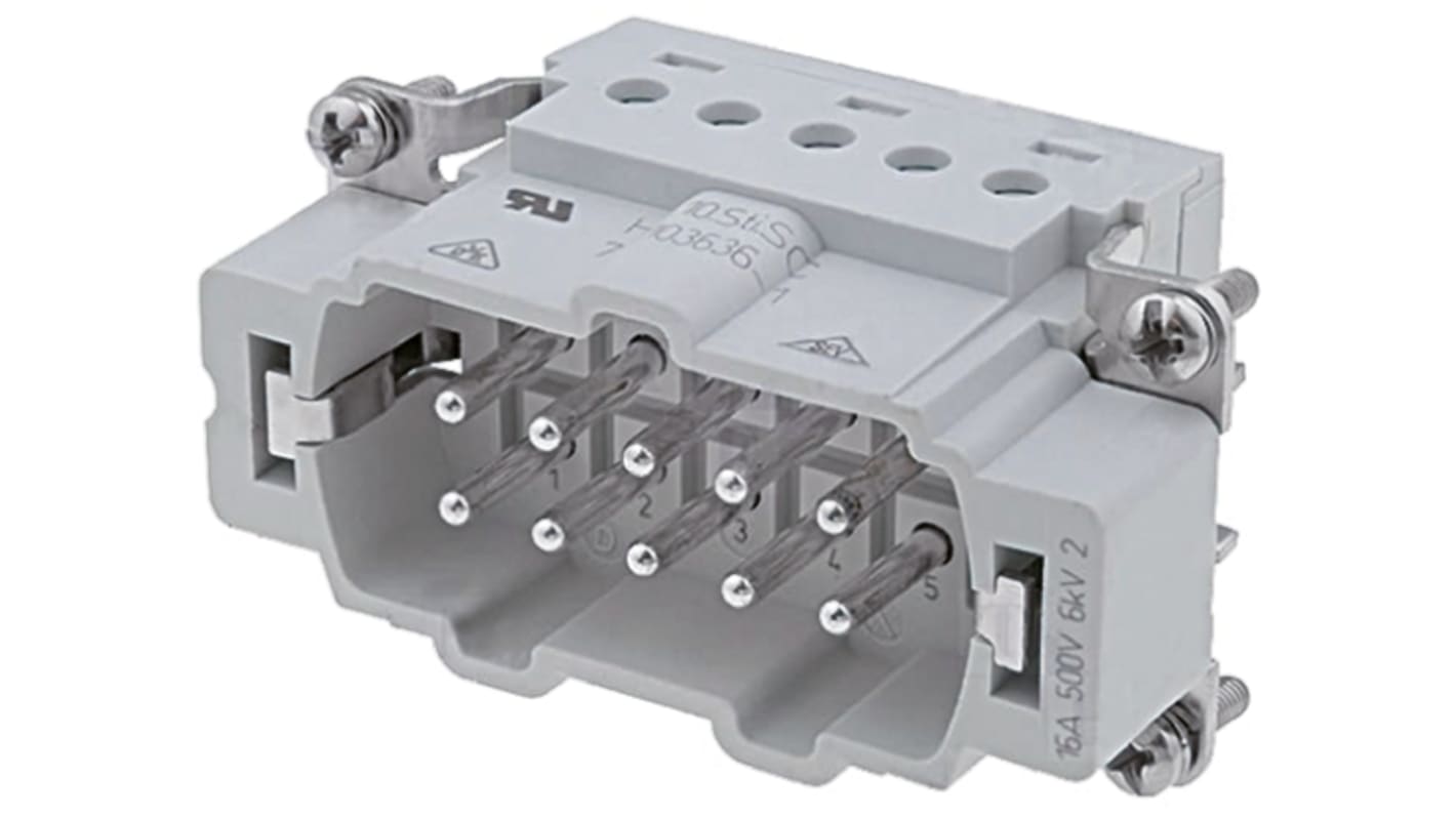 TE Connectivity Connector Insert, 10 Way, 16A, Male, HE, 400 V