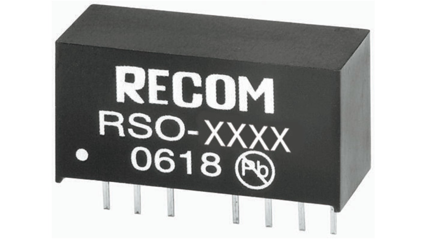 Recom RSO DC/DC-Wandler 1W 5 V dc IN, ±12V dc OUT / ±42mA Durchsteckmontage 500V ac isoliert
