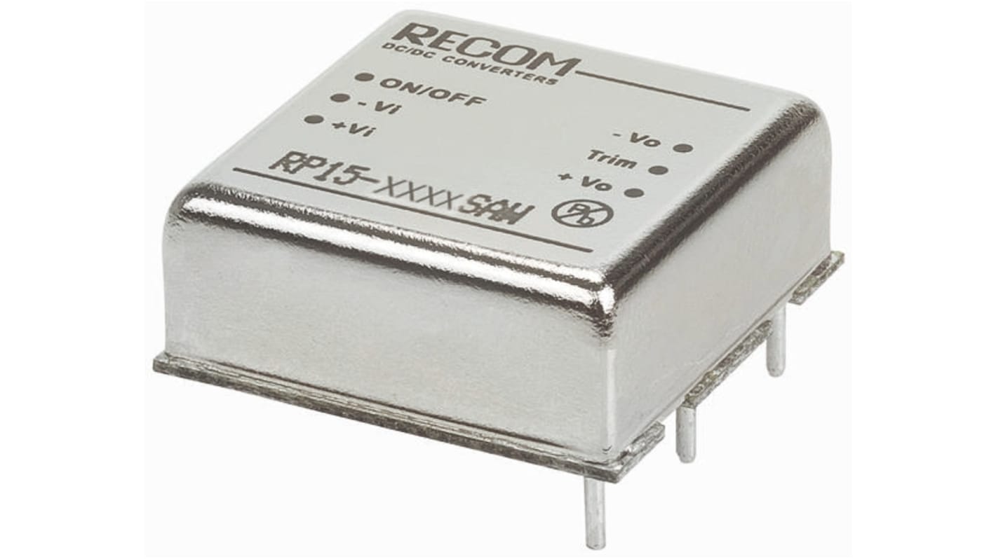 Recom DC-DCコンバータ Vout：15V dc 9 → 36 V dc, 15W, RP15-2415SAW