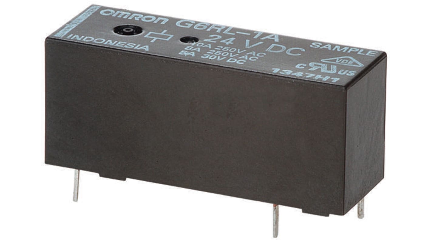 G6RL1A DC24 Omron PCB Mount Power Relay, 24V dc Coil, 10A Switching