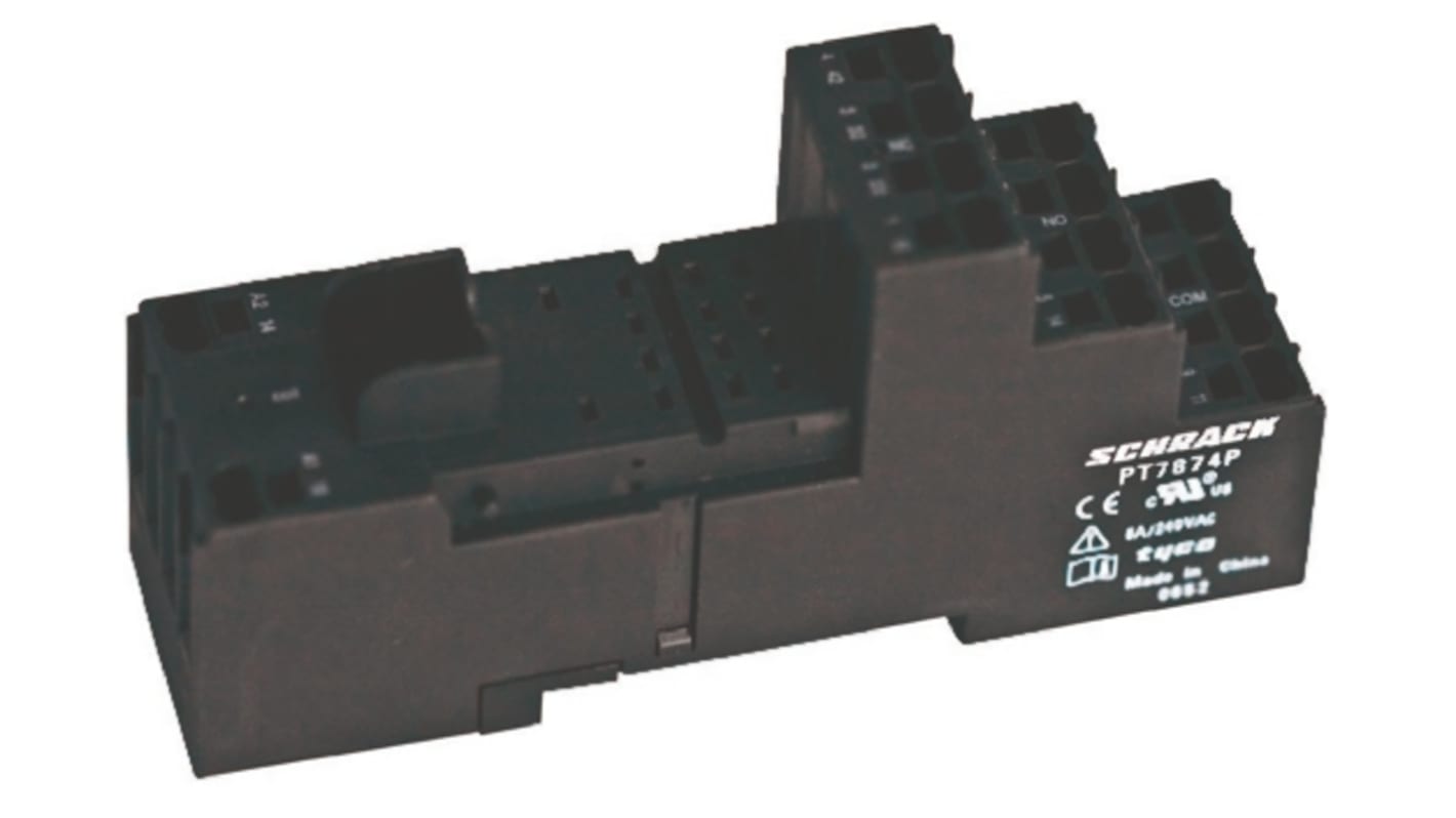 TE Connectivity 14 Pin 240V ac DIN Rail Relay Socket, for use with PT Series