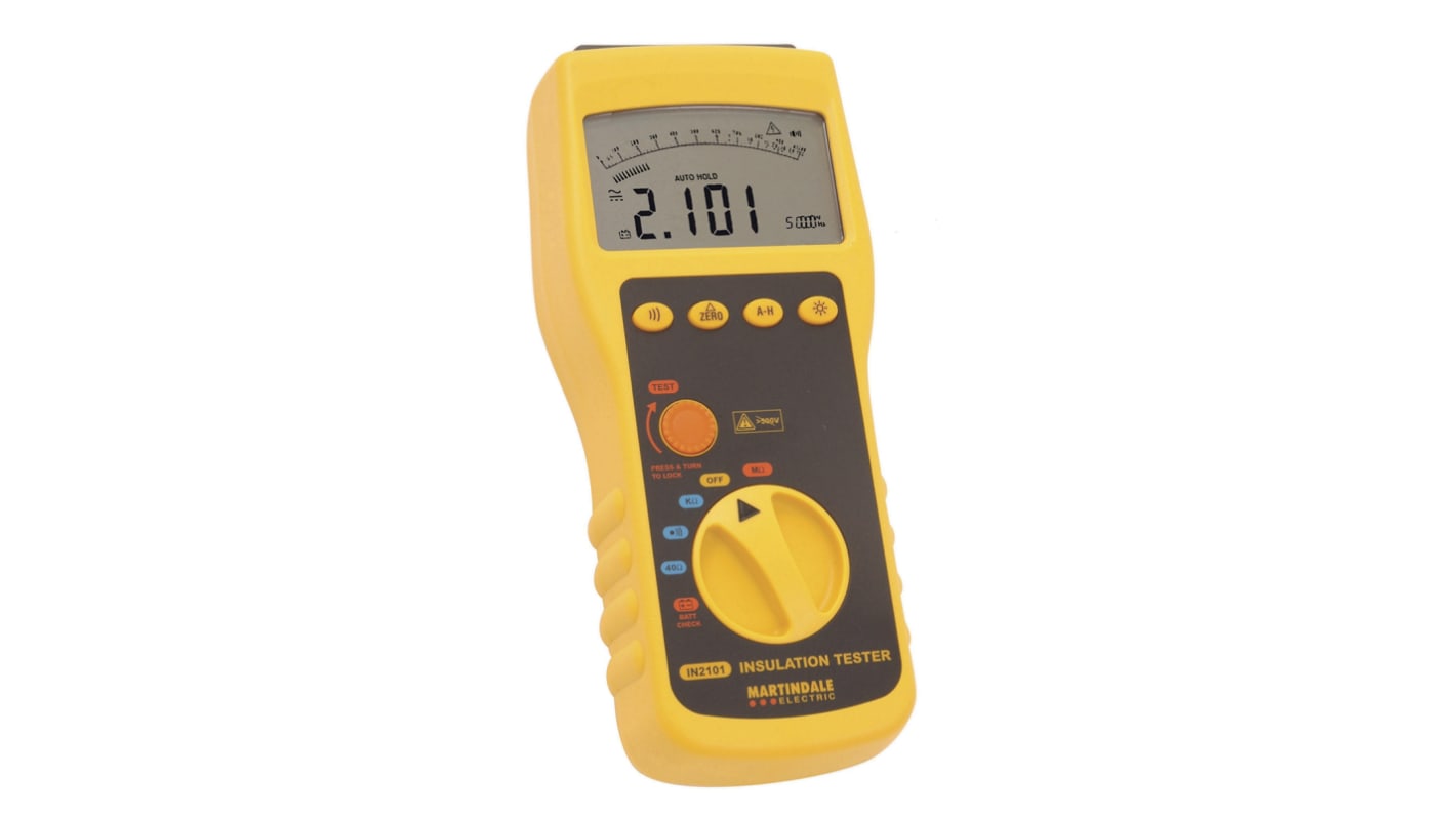 Martindale IN2101 Insulation & Continuity Tester, 500V Max, 1000MΩ Max, CAT III 600V - UKAS Calibration