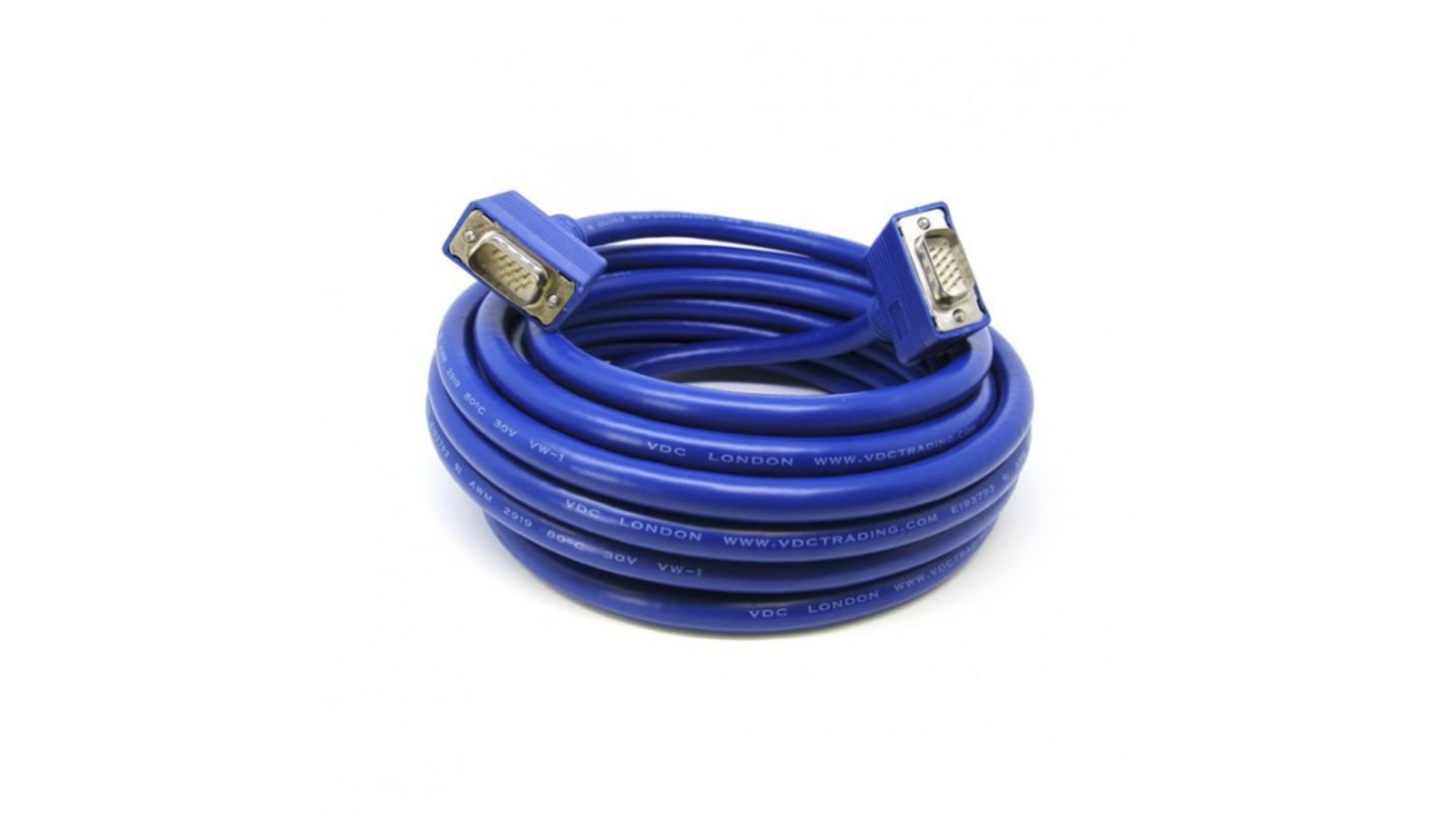 Câble VGA Van Damme 10m VGA / Mâle, VGA / Mâle Bleu