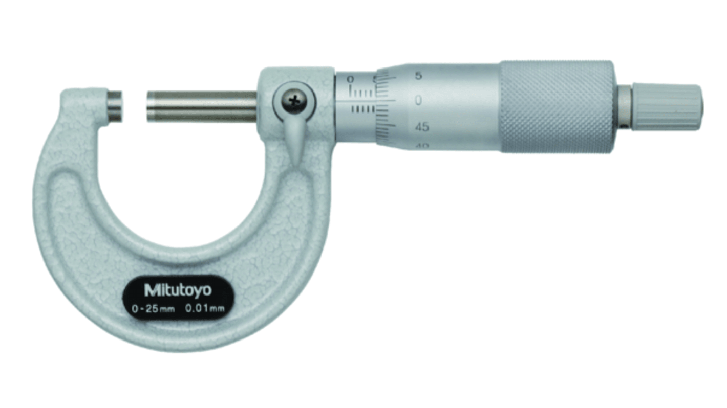 Mitutoyo 103-137 External Micrometer, Range 0 mm →25 mm, With UKAS Calibration