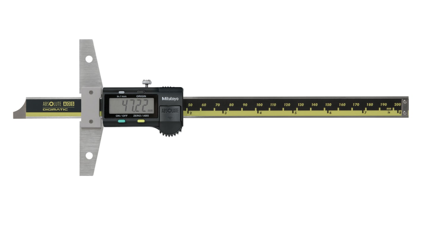 Mitutoyo 571-212-30 200mm  Imperial & Metric Depth Gauge, Stainless Steel, With UKAS Calibration