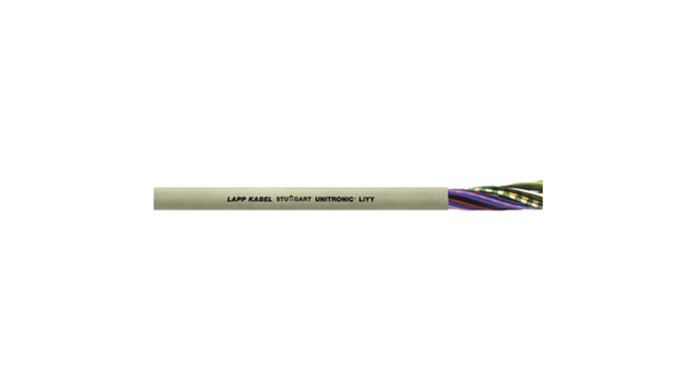 Lapp UNITRONIC LiYY Control Cable, 3 Cores, 0.75 mm², Unscreened, 100m, Grey PVC Sheath, 18 AWG
