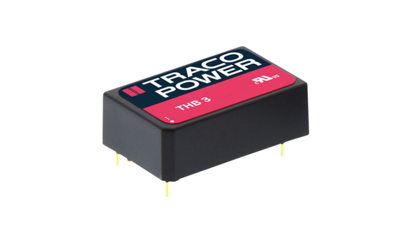 TRACOPOWER THB 3 DC-DC Converter, 24V dc/ 125mA Output, 36 → 75 V dc Input, 3W, Through Hole, +85°C Max Temp