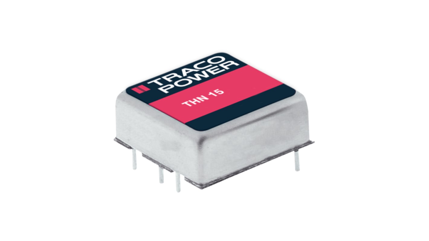 TRACOPOWER THN 15 DC-DC Converter, 15V dc/ 1A Output, 18 → 36 V dc Input, 15W, Through Hole, +85°C Max Temp