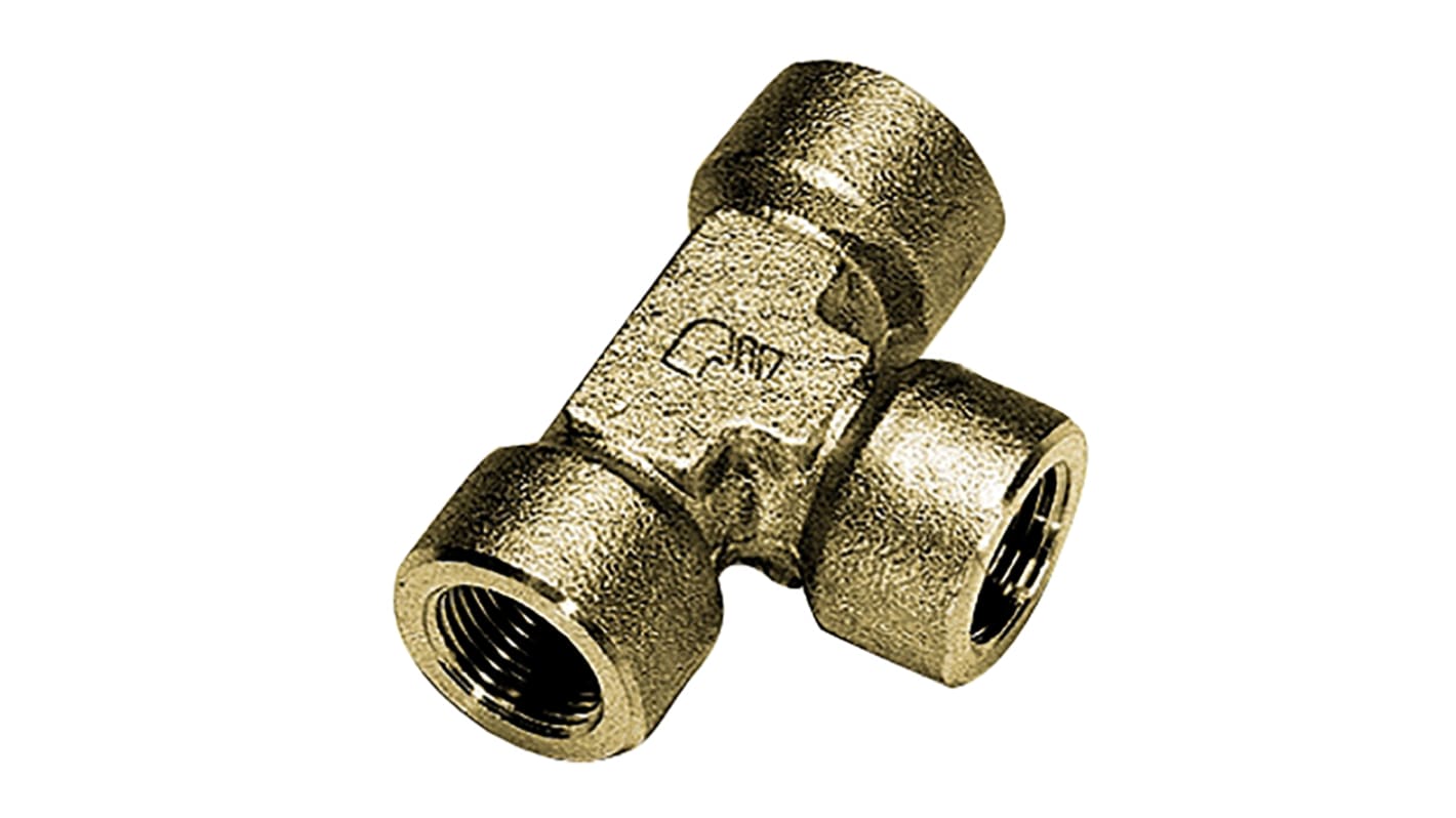 Legris Brass Pipe Fitting, Tee Threaded Equal Tee, Female BSPP 1/8in to Female BSPP 1/8in