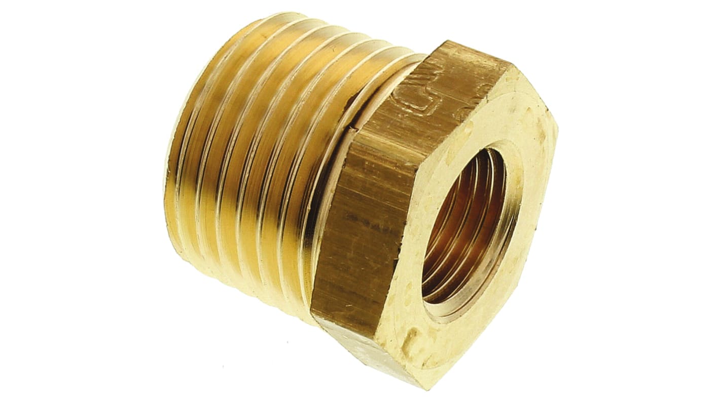 Legris Brass Pipe Fitting, Straight Threaded Reducer, Male R 1/2in to Female G 1/4in