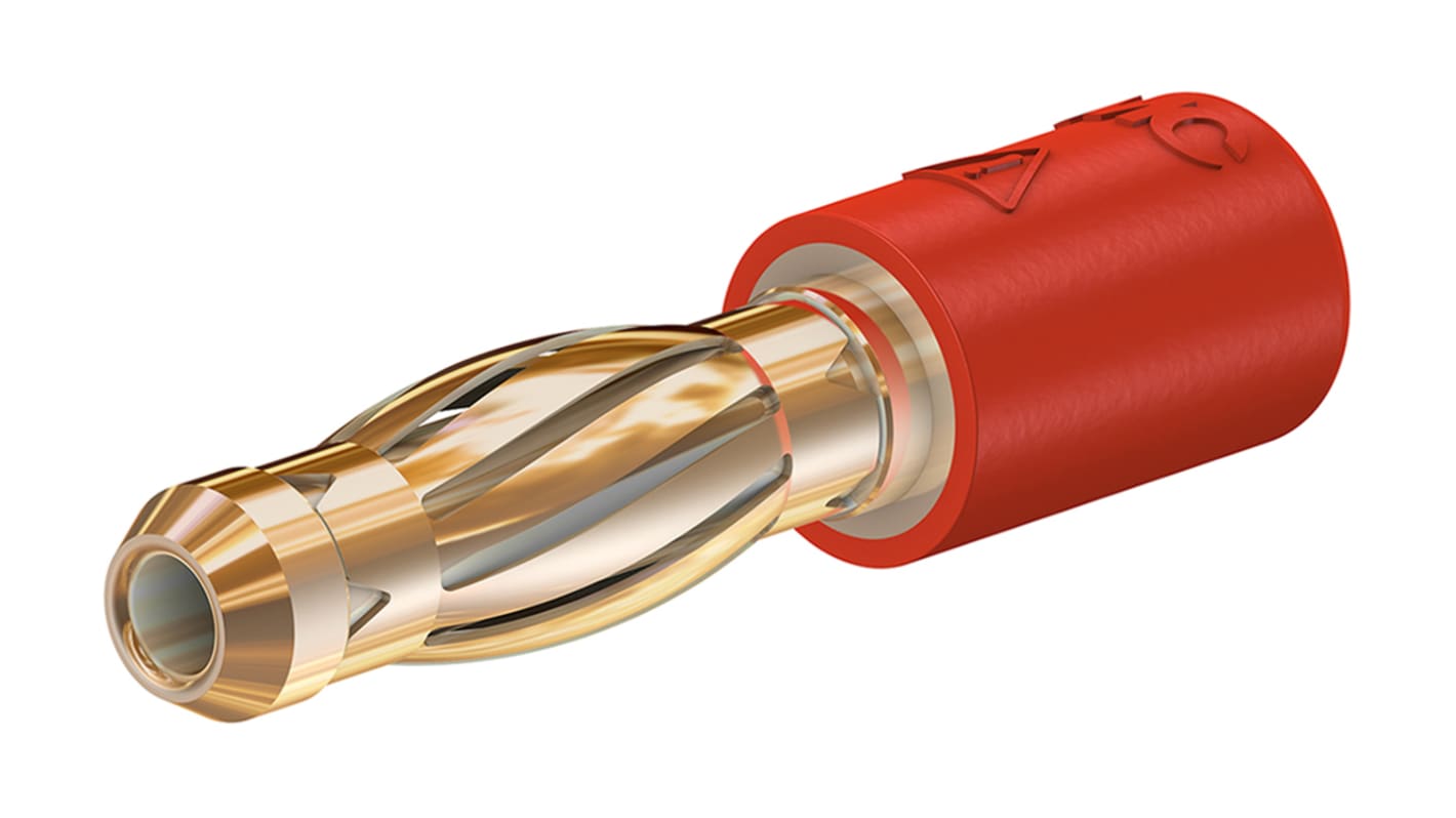 Adaptateur de connecteur de test Mâle vers Femelle Staubli, Ø 2mm, Rouge, avec contacts Laiton