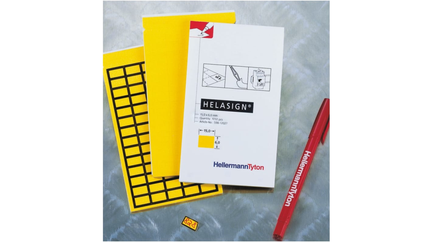 HellermannTyton Yellow Adhesive Label Sheet, Pack of 220