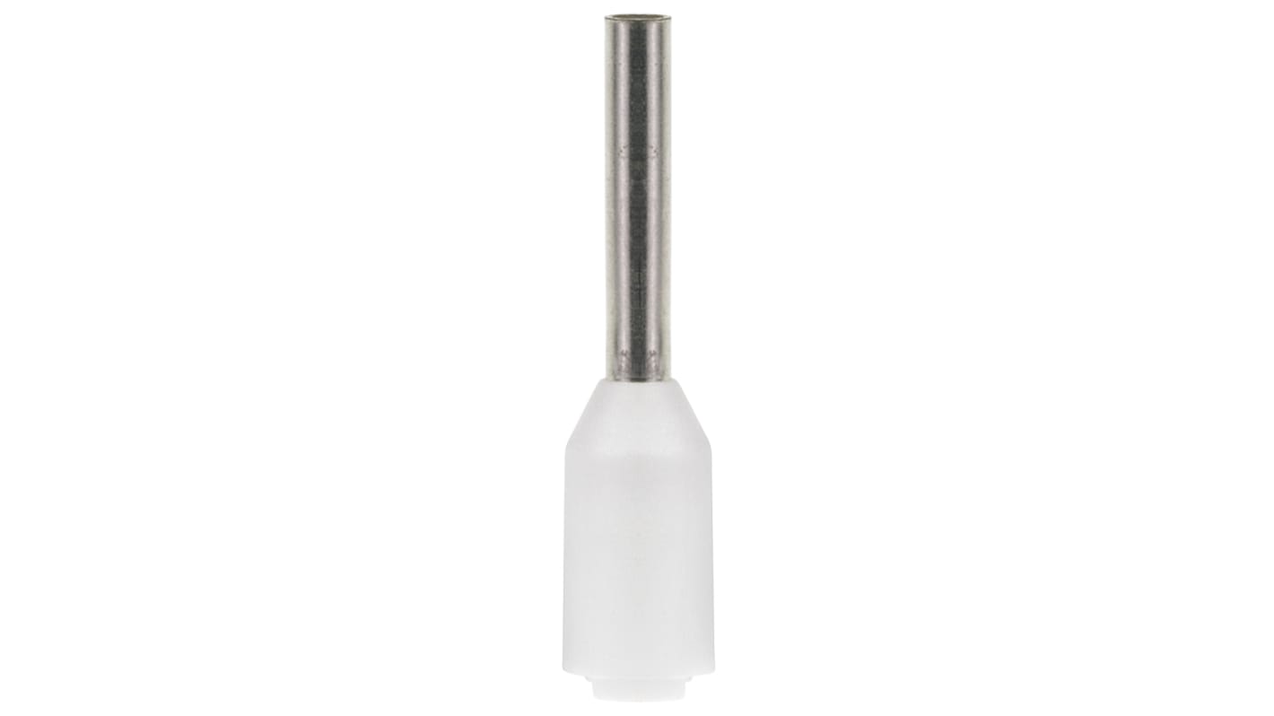 Weidmüller Insulated Crimp Bootlace Ferrule, 8mm Pin Length, 1mm Pin Diameter, 0.5mm² Wire Size, White