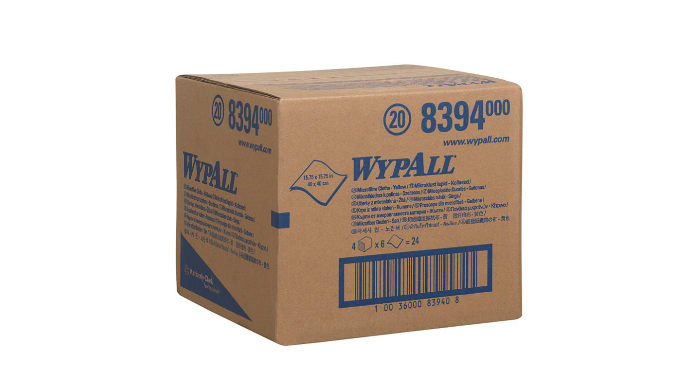 Bayetas Kimberly Clark Wypall de color Amarillo, de 400 x 400mm, en Bolsa de 6 unidades