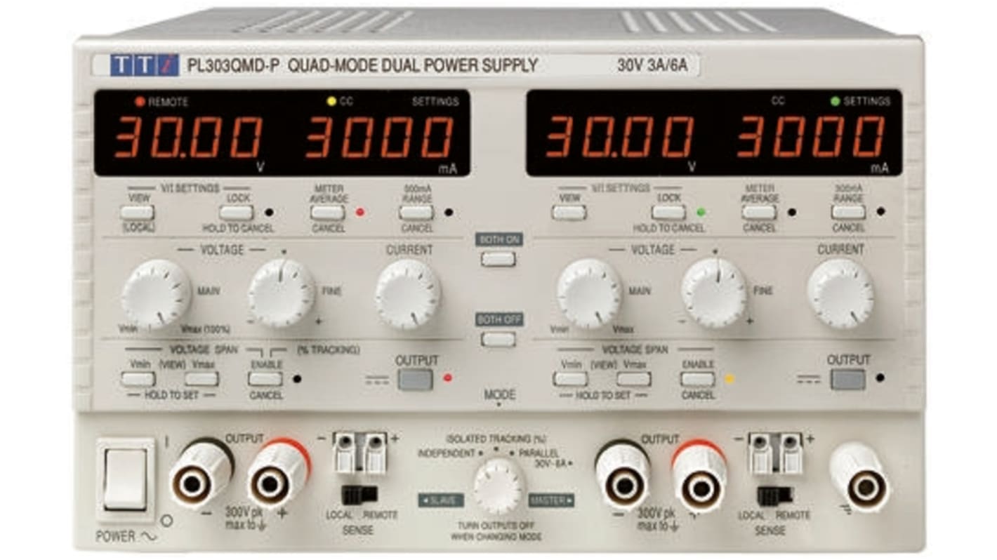 Aim-TTi PL Series Digital Bench Power Supply, 0 → 30V, 0 → 3A, 2-Output, 180W - UKAS Calibrated