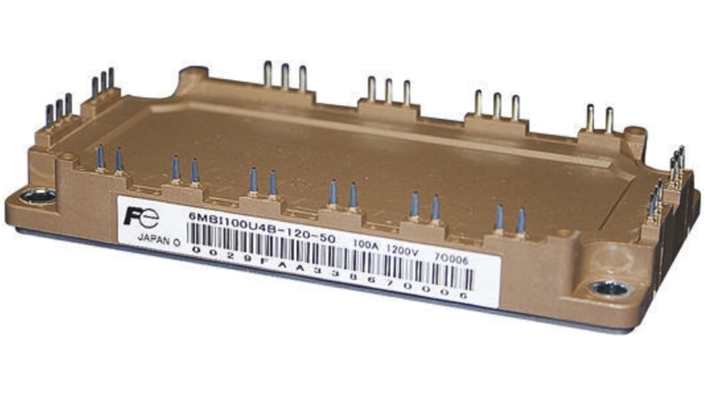 Fuji Electric 6MBI100U4B-120-50 3 Phase Bridge IGBT Module, 100 A 1200 V, 35-Pin M633, PCB Mount