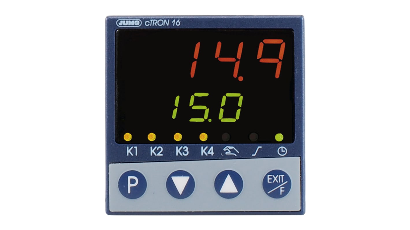 Jumo cTRON PID Temperature Controller, 48 x 48 (1/16 DIN)mm, 3 Output Logic, Relay, 20 → 30 ac/dc Supply Voltage