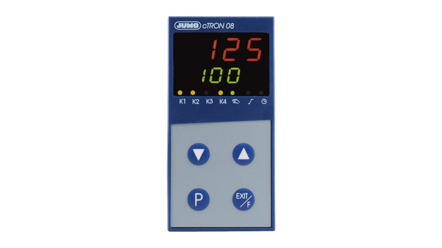 Jumo cTRON PID Temperature Controller, 96 x 48 (1/8 DIN)mm 1 (Analogue) Input, 3 Output Logic, Relay, 110 → 240