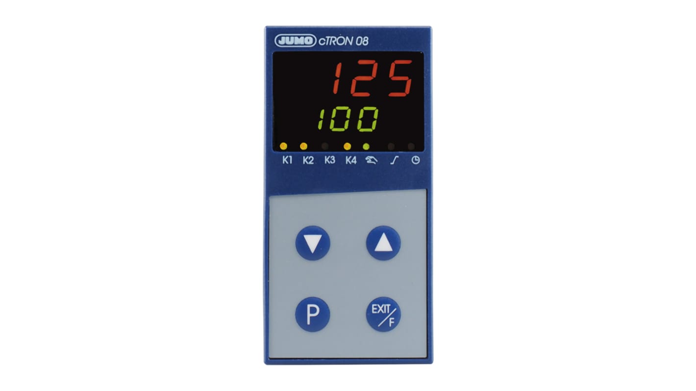 Jumo cTRON PID Temperature Controller, 96 x 48 (1/8 DIN)mm, 4 Output Analogue, 110 → 240 V ac Supply Voltage