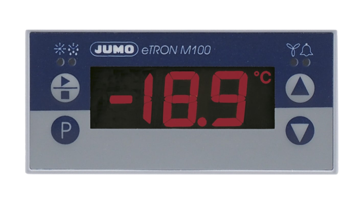 Controlador de temperatura ON/OFF Jumo serie eTRON M100, 76 x 36mm, 12 → 24 V ac / dc Termopar de tipo K, 4