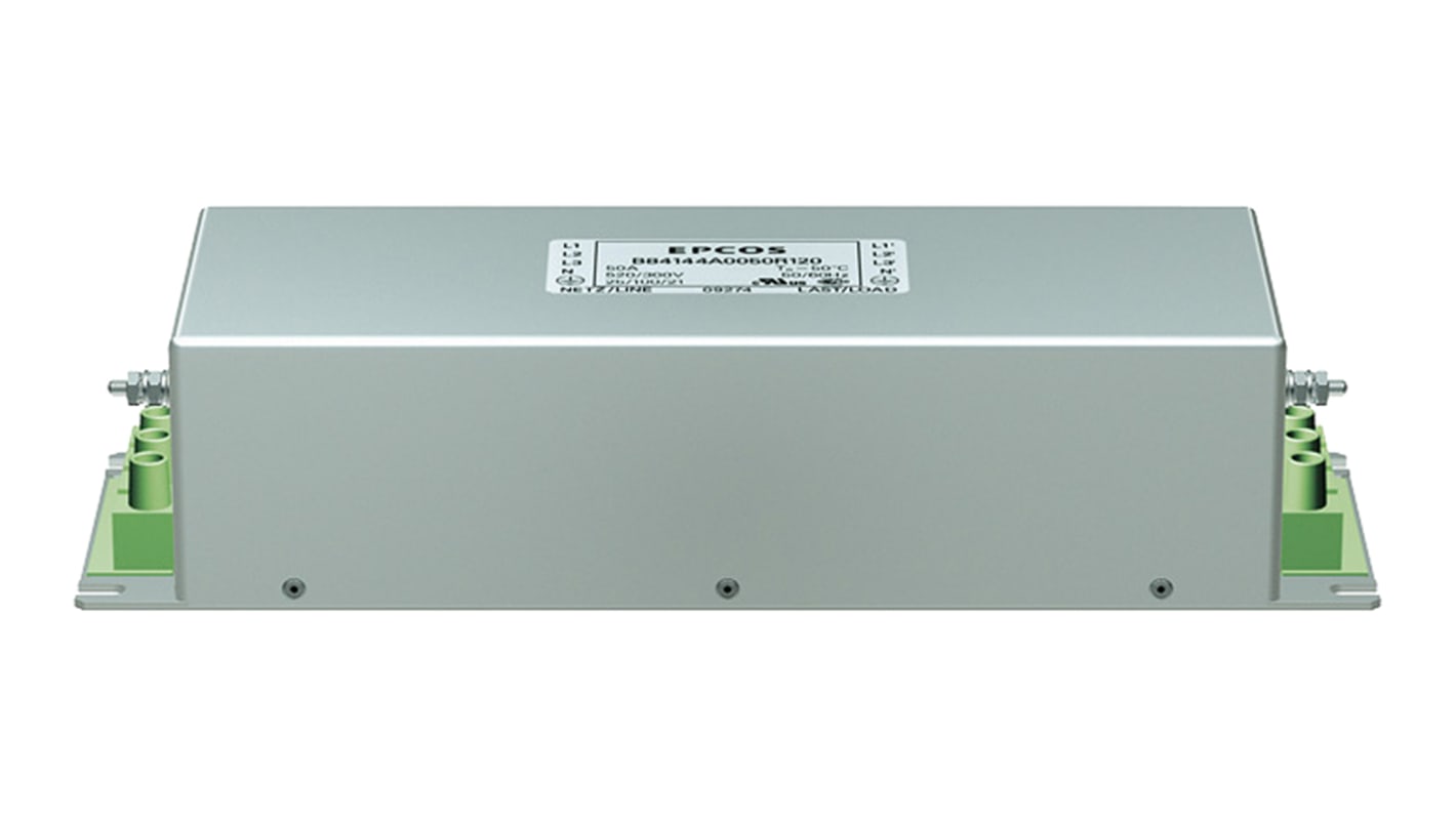 EPCOS B84144A*R120 EMV-Filter, 520 V ac, 200A, Flanschmontage, Schraub, 3-phasig 16 mA / 50 → 60Hz Single Stage