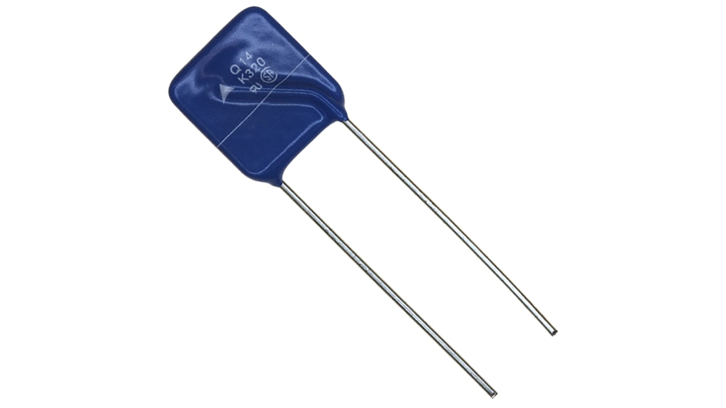 Varistor EPCOS EnergetiQ, tensión de ruptura 360V, 130A, 180J, 1.1nF, dim. 22.5 (Dia.) x 5.5mm, paso 10mm