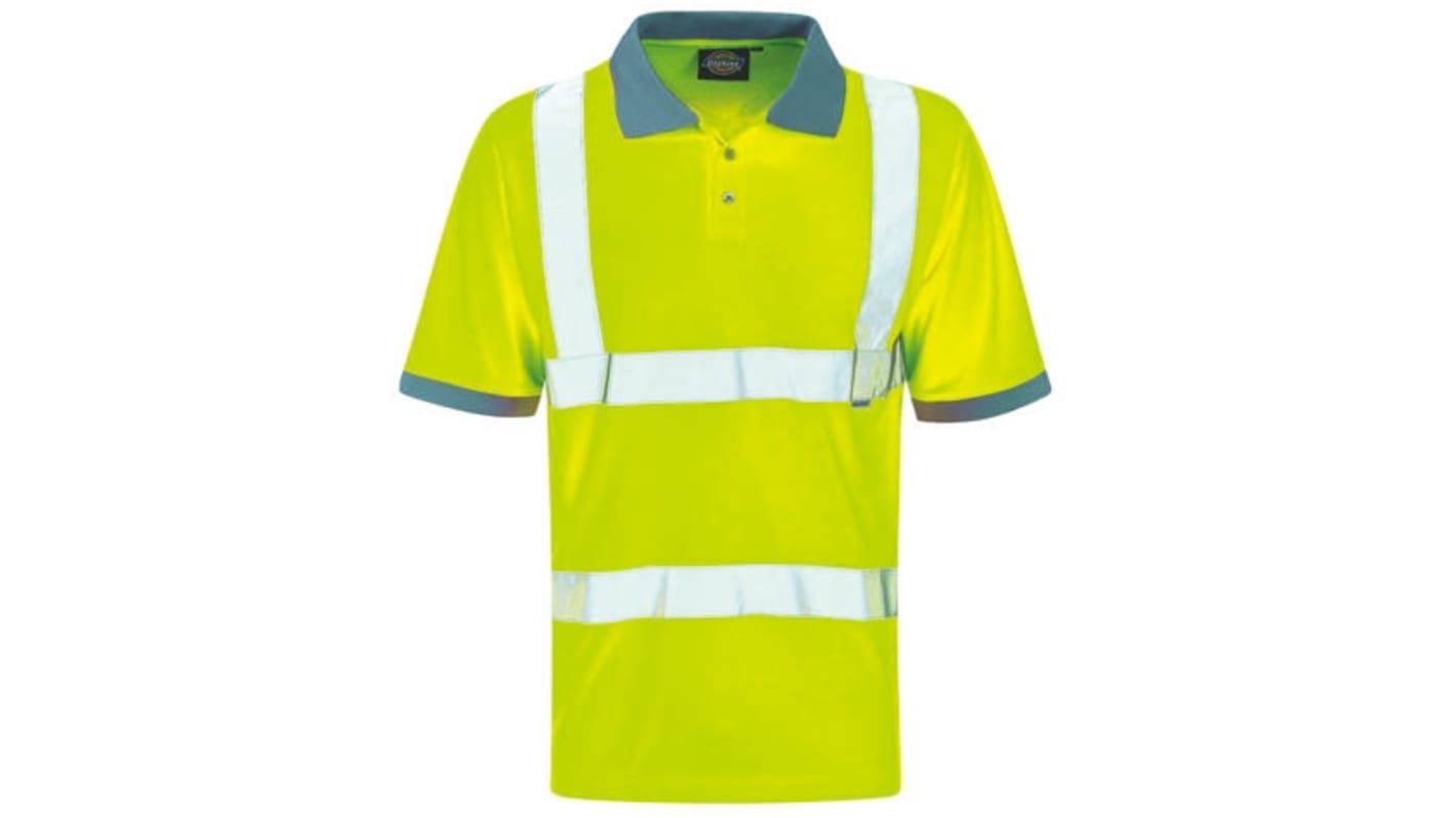 Polo haute visibilité manches courtes Dickies, Jaune, taille L, Homme, Polyester