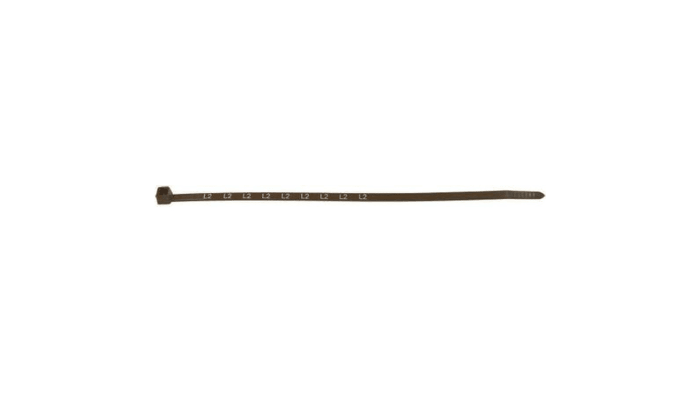 HellermannTyton Cable Tie, Printed ID for Metering, 200mm x 4.6 mm, Brown Nylon, Pk-1000