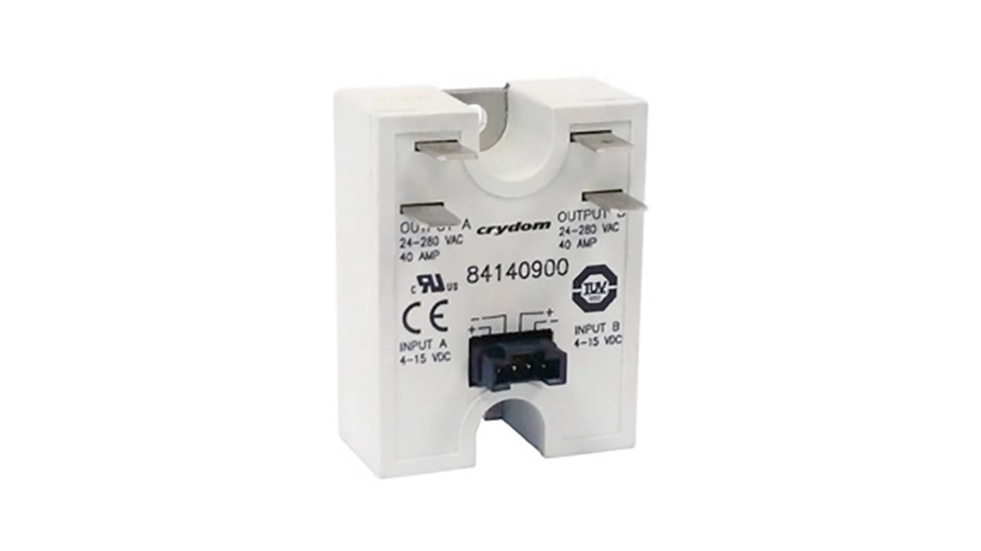 Relé de estado sólido Sensata Crydom, control 17 → 32 V dc, carga 24 → 280V ac, 25 A máx., montaje en