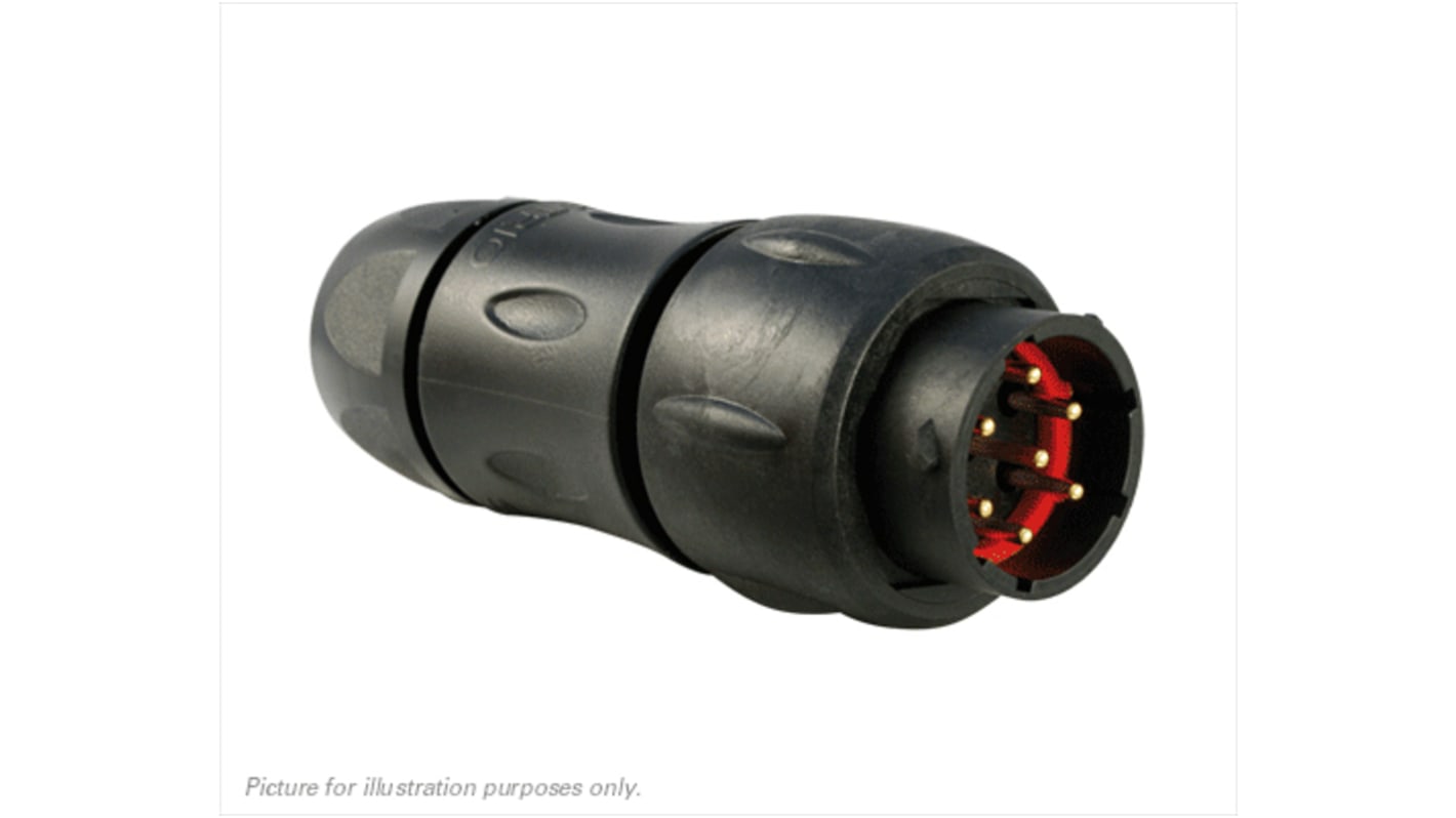 Souriau Circular Connector, 7 Contacts, In-line, M14 Connector, Plug, Male, IP68, IP69K, UTS Series
