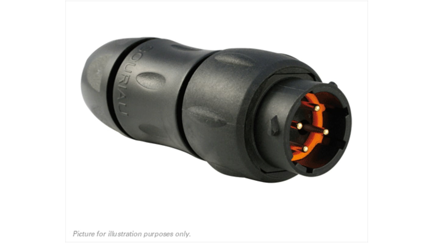 Souriau Circular Connector, 4 Contacts, In-line, Plug, Male, IP68, IP69K, UTS Series