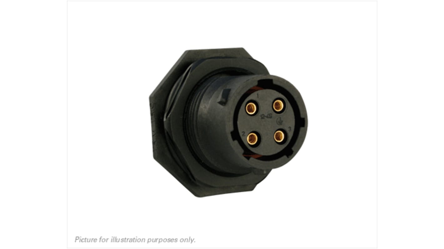 Conector circular Souriau Sunbank by Eaton macho serie UTS de 4 vías hembra, tamaño carcasa 12, Montaje en Panel, IP68,