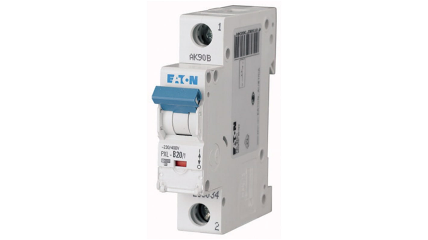 Eaton xPole PXL, S200 MCB, 1P, 20A Curve D, 400V AC, 48V DC, 10 kA Breaking Capacity